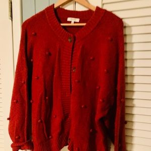 Madewell Burnt Orange Cardigan Sweater With Poms Size XXL